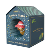 Load image into Gallery viewer, DCUK Wooden Garden Bird With Bird House Named VICKY Gift Box Bonnie Birds Coral Floral Bonnet Hand Carved Hand Painted GIFT Ornament 12cm Tall