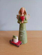 Load image into Gallery viewer, Feather And Grace CHRISTMAS ANGEL Figurine Ornament Keepsake Gift Green 12.5cm NEW