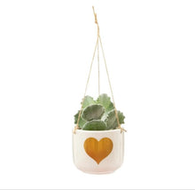 Load image into Gallery viewer, Sass & Belle Gold Heart Ceramic Hanging Planter Plant Pot