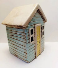 Load image into Gallery viewer, Village Pottery Aqua Beach Hut Tea Light Holder Gift
