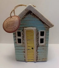Load image into Gallery viewer, Village Pottery Aqua Beach Hut Tea Light Holder Gift
