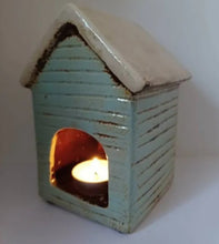 Load image into Gallery viewer, Village Pottery Aqua Beach Hut Tea Light Holder Gift