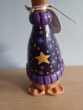 Load image into Gallery viewer, DCUK Stargazing Duckling Purple Named CHLOE Handpainted Wooden Duck Ornament Christmas Gift With Gift Bag 22cm
