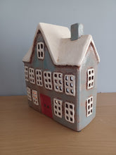 Load image into Gallery viewer, Village Pottery Grey SCHOOL HOUSE Tea Light Gift NEW
