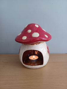Village Pottery Toadstool House Tea Light Holder Gift Ornament Decoration NEW RANGE