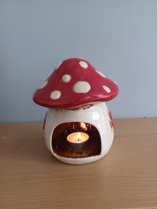 Village Pottery Toadstool House Tea Light Holder Gift Ornament Decoration NEW RANGE