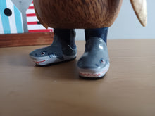 Load image into Gallery viewer, DCUK Wild Welly Penguin Gift Named DAVID Grey Shark Wellies12cm
