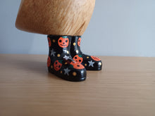 Load image into Gallery viewer, DCUK Halloween Duck Pumpkin Boots and Scarf Named PEGGY  Handpainted Wooden Duckling Ornament Gift 18cm New
