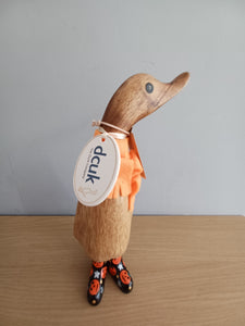 DCUK Halloween Duck Pumpkin Boots and Scarf Named PEGGY  Handpainted Wooden Duckling Ornament Gift 18cm New
