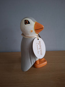 DCUK Puffings Baby Wooden Puffin Bird Named MICHELLE  Coastal Gift Ornament NEW
