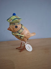 Load image into Gallery viewer, DCUK Garden Bird Green Tartan Hat and Scarf Named BEN  Wooden Gift
