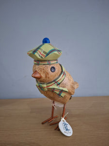 DCUK Garden Bird Green Tartan Hat and Scarf Named BEN  Wooden Gift