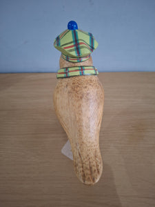 DCUK Garden Bird Green Tartan Hat and Scarf Named BEN  Wooden Gift