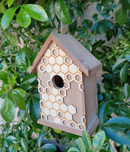 Load image into Gallery viewer, Wooden Bird House Honeycombe Bee Design 20cm
