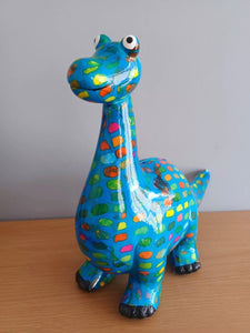 Pomme Pidou BLUE DIEGO DINOSAUR Decoupage Ceramic Money Box Piggy Bank Money Bank With Stopper Collectable Gift