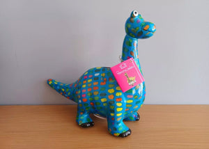 Pomme Pidou BLUE DIEGO DINOSAUR Decoupage Ceramic Money Box Piggy Bank Money Bank With Stopper Collectable Gift