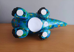 Pomme Pidou BLUE DIEGO DINOSAUR Decoupage Ceramic Money Box Piggy Bank Money Bank With Stopper Collectable Gift