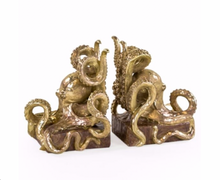 Load image into Gallery viewer, OCTOPUS Pair of Bookends McGowan and Rutherford Gold Effect Detailed Octopus Design
