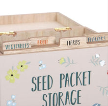 Load image into Gallery viewer, British Birds SEED PACKET STORAGE BOX Wooden Garden Organiser Gift
