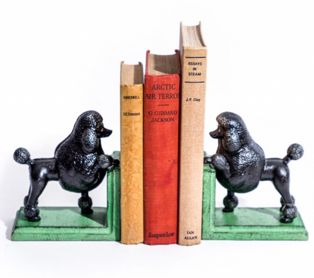 BOOKENDS Cast Iron Antiqued Pair of Black Poodle Bookends McGowan & Rutherford