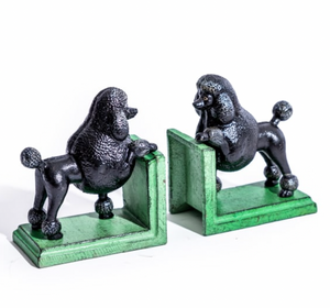BOOKENDS Cast Iron Antiqued Pair of Black Poodle Bookends McGowan & Rutherford