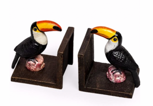 BOOKENDS Cast Iron Antiqued Toucan Bookends McGowan & Rutherford