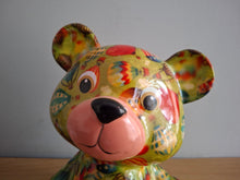 Load image into Gallery viewer, Pomme Pidou TOTO TEDDY BEAR Money Box Green Decoupage Ceramic Piggy Bank With Stopper
