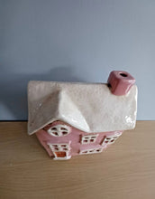 Load image into Gallery viewer, Quay Traders Pink Country House Tea Light Holder With Chimney Ceramic Gift
