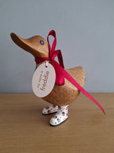Load image into Gallery viewer, DCUK Wooden Ducky Duck Wild Strawberry Boots Named FREDDIE
