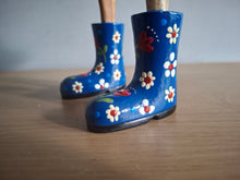 Load image into Gallery viewer, DCUK Wooden Duck Named Maddison Blue Floral Boots 35cm Free Gift Box

