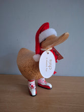 Load image into Gallery viewer, DCUK DUCKY Santa Hat and Boots Christmas Wooden Duck Named CHRIS
