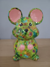 Load image into Gallery viewer, Pomme Pidou MARTHA MOUSE Money Box Decoupage Ceramic Piggy Bank With Stopper Green Bug Design NEW
