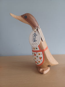 DCUK AUTUMN BAKER DUCKLING Named POPPY Pumpkin Apron Wooden Duckling Gift