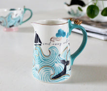 Load image into Gallery viewer, House of Disaster Nautical MILK JUG Porcelain By The Sea Jug With Gift Box
