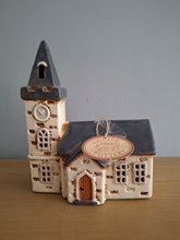 Load image into Gallery viewer, Village Pottery Steeple Church Tealight Holder Ceramic Gift NEW
