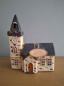 Village Pottery Steeple Church Tealight Holder Ceramic Gift NEW