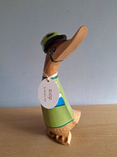 Load image into Gallery viewer, DCUK CYCLIST DUCK Named DORA Wooden Duckling Wearing Green
