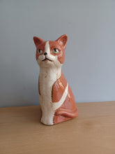 Load image into Gallery viewer, Ginger Tom Cat Vase Ceramic Top Cat Vase by Village Pottery 20cm Tall NEW
