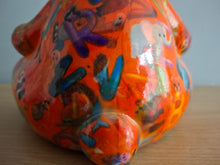 Load image into Gallery viewer, Pomme Pidou TOTO TEDDY BEAR Money Box Decoupage Ceramic Orange Piggy Bank With Stopper
