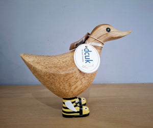 DCUK Wild Welly BEE BOOTS Wooden Duck Named ANNE Collectible Gift Ornament NEW