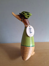 Load image into Gallery viewer, DCUK CYCLIST DUCK Named DORA Wooden Duckling Wearing Green
