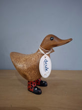 Load image into Gallery viewer, DCUK Wild Welly LADYBIRD BOOTS Wooden Duck Named CAROL Collectible Gift Ornament NEW
