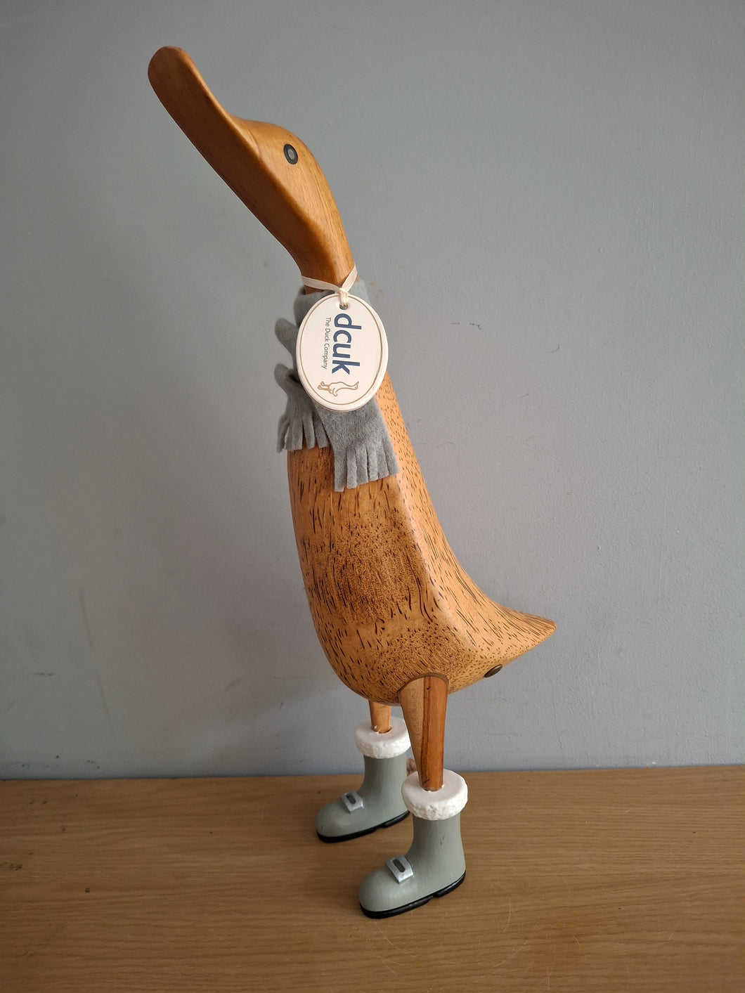 DCUK Alpine Duck Named HOLLY Grey Boots and Scarf Gift 30cm Tall