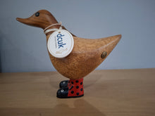 Load image into Gallery viewer, DCUK Wild Welly LADYBIRD BOOTS Wooden Duck Named CAROL Collectible Gift Ornament NEW
