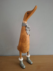 DCUK Alpine Duck Named HOLLY Grey Boots and Scarf Gift 30cm Tall