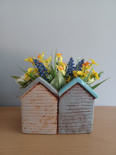 Load image into Gallery viewer, Beach Huts Flower Plant Pot Planter Grey Blue Ceramic Plant Pot by Quay Traders
