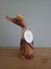 Load image into Gallery viewer, DCUK Purple Three Kings Duckling Named HOLLY Handpainted Wooden Christmas Duck Ornament Gift 18cm NEW
