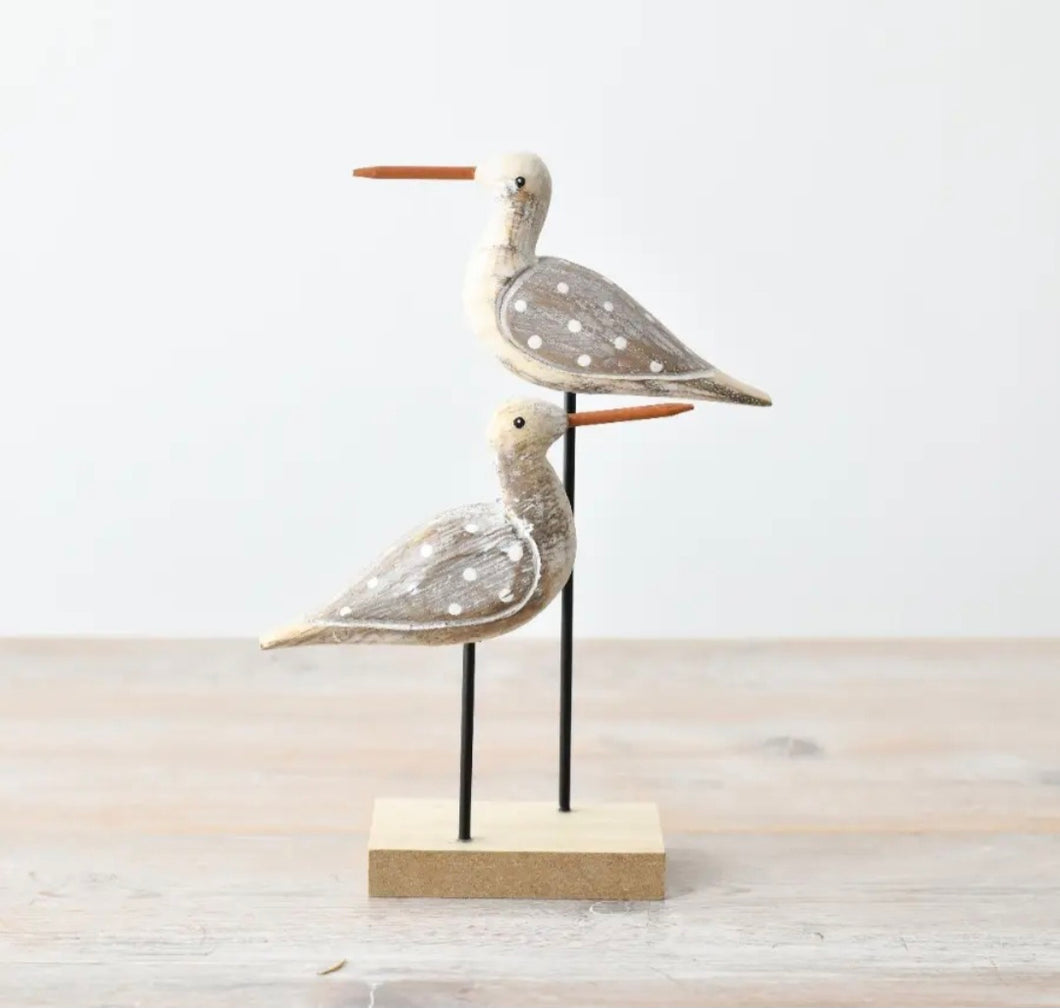 Coastal Wooden Spotty Birds Decoration