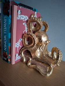 OCTOPUS Pair of Bookends McGowan and Rutherford Gold Effect Detailed Octopus Design