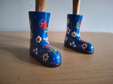 Load image into Gallery viewer, DCUK Wooden Duck Named Maddison Blue Floral Boots 35cm Free Gift Box
